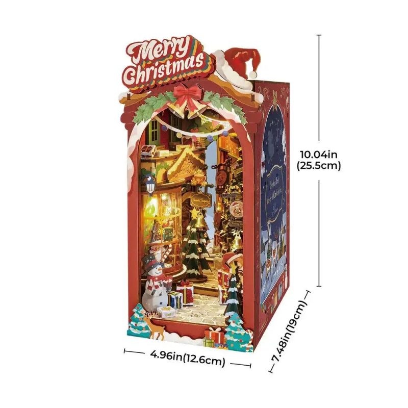 Artisan-crafted miniature holiday street scene for book lovers and shelf decorators