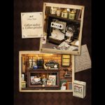 artisan style bookshelf coffee corner display