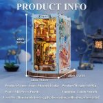 Azure phoenix miniature bookshelf insert showing carved lattice panel depth