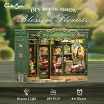 Blossom-inspired tiny miniature scene for bookshelf display with LED glow