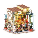 boutique-style-miniature-house-craft-with-floral-decor Boutique-style miniature house craft kit with floral decor and kraft-paper bouquet wraps