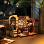 buildable-tiny-detective-agency-display Finished detective agency miniature display kit shelf-ready, roughly hardback book size
