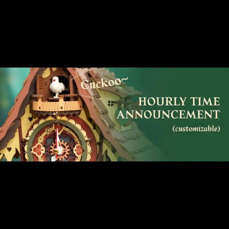 Chalet style wooden cuckoo clock DIY model with moon pendulum swinging