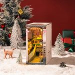 cherry-blossom-bookshelf-diorama-with-miniature-train Cherry blossom bookshelf diorama with miniature Densha train crossing scene