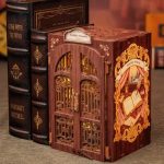 cozy-miniature-book-nook-inspired-by-vintage-bookshop Cozy miniature book nook inspired by vintage bookshop with detailed wooden shelves