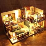 cozy-miniature-dollhouse-living-room-kit cozy DIY miniature dollhouse living room with warm LED lighting