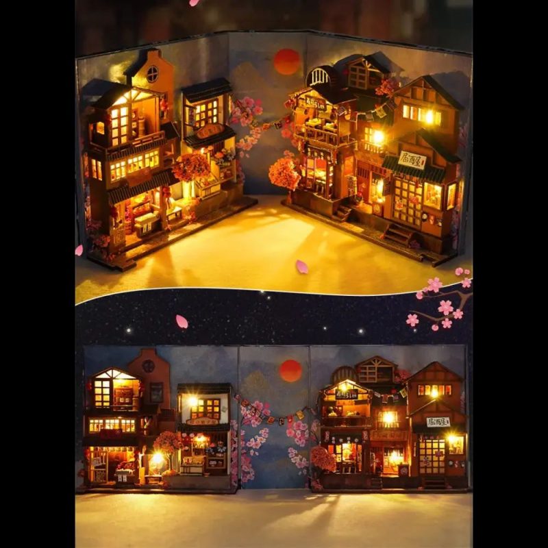 cozy-reading-nook-shelf-insert-with-sakura-trees Cozy reading nook shelf insert with sakura trees glowing under warm LED light