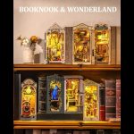 decorative-bookshelf-insert-featuring-a-venetian-canal-and-gondola Decorative bookshelf insert featuring a Venetian canal gondola and arched bridge