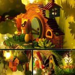 decorative-miniature-bookend-scene-with-fluttering-fireflies Layered miniature forest with glowing firefly accents and intricate resin details in book nook