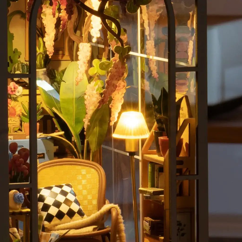 decorative shelf diorama of a garden cottage