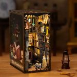 detailed-apothecary-bottle-filled-book-nook Detailed apothecary bottle-filled book nook insert close-up of painted labels