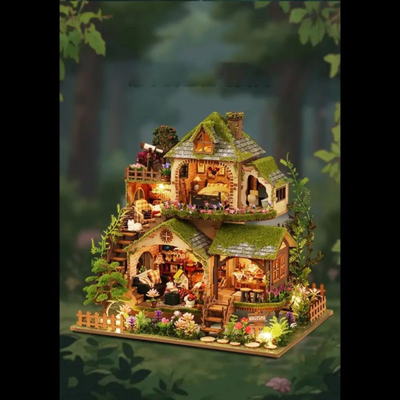 detailed-miniature-cottage-assembly-kit-for-hobbyists-with-led-accents Detailed miniature cottage assembly kit for hobbyists with LED accent lighting