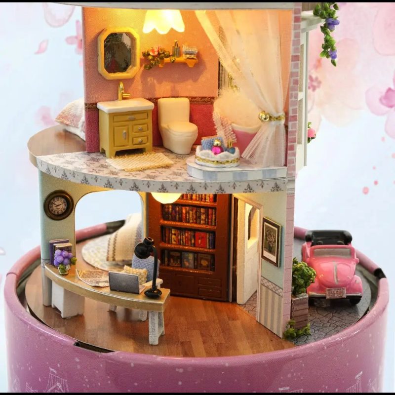detailed-scale-model-corner-cafe-for-dollhouse-display Detailed 1:24 scale miniature corner cafe display scene close-up