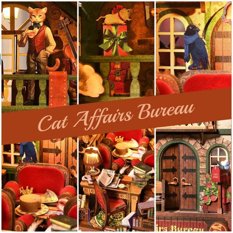 diy-book-nook-featuring-playful-cat-figures-for-desk DIY book nook with playful cat figures displayed on study desk