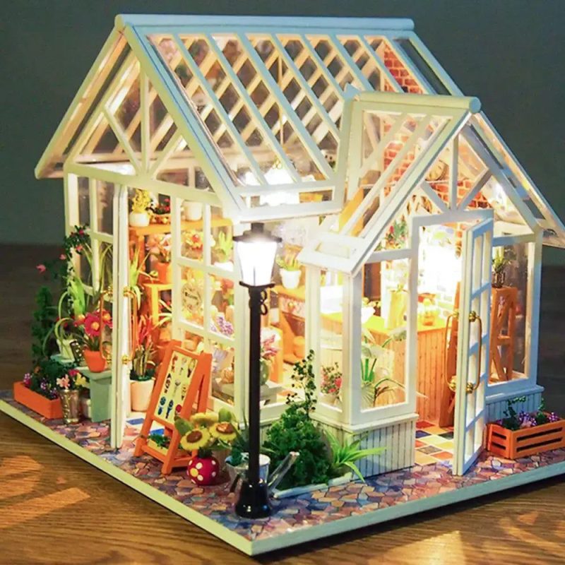 diy-floral-miniature-house-craft-kit DIY floral miniature house craft kit with laser-cut basswood parts