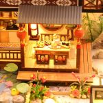 DIY Japanese dollhouse kit featuring working shoji screens and authentic tatami mat details