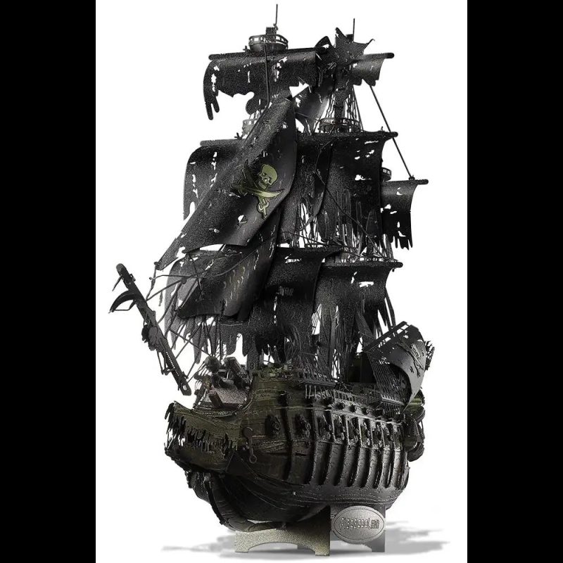 DIY metal puzzle pirate ship ornament showing tab-and-slot assembly detail