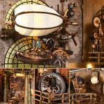 diy-miniature-book-nook-warehouse-scene DIY miniature steampunk warehouse scene with layered walkways and LED lighting
