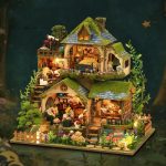 diy-miniature-cottage-garden-house-kit-with-led-lights DIY miniature cottage garden house kit showing layered foliage and stone path