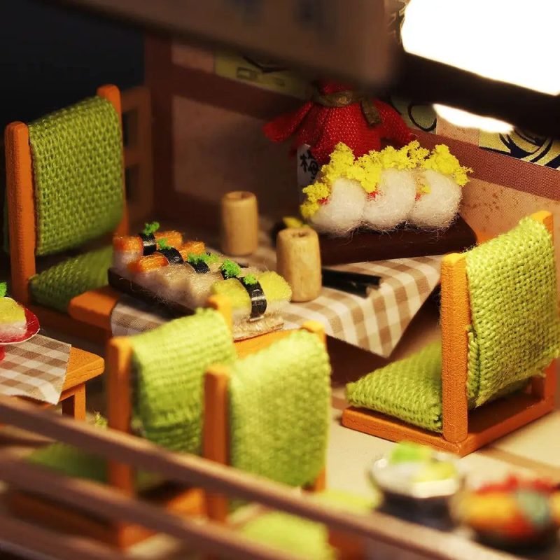 diy-miniature-sushi-kit-for-model-houses DIY miniature sushi kit components laid out before assembly for model house build