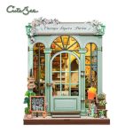 DIY paper craft Paris street scene with miniature blooms and pots