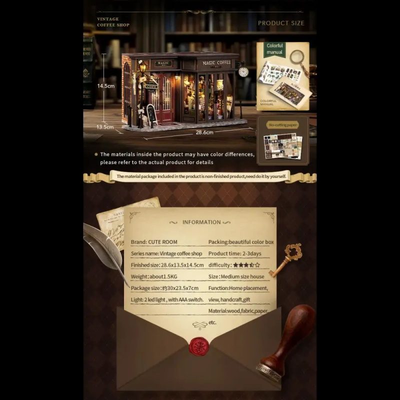 DIY papercraft coffee shop book nook project