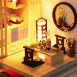 eco-friendly-miniature-bamboo-cottage-model Eco-friendly miniature bamboo cottage model with natural wood grain texture