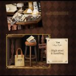 elaborate miniature cafe setting with furniture pieces