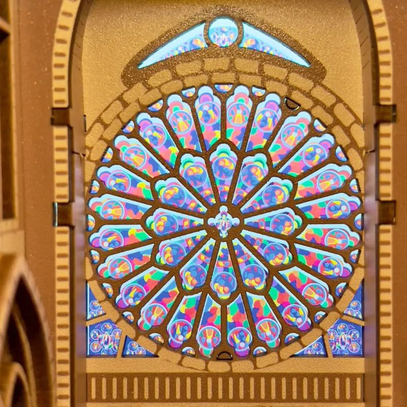 gothic-architecture-miniature-diorama-for-shelves Gothic architecture miniature diorama for bookshelves close-up arches