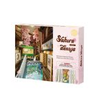 hand-painted-sakura-book-nook-for-bookshelf-display Hand-painted sakura book nook for bookshelf display with LED backlighting