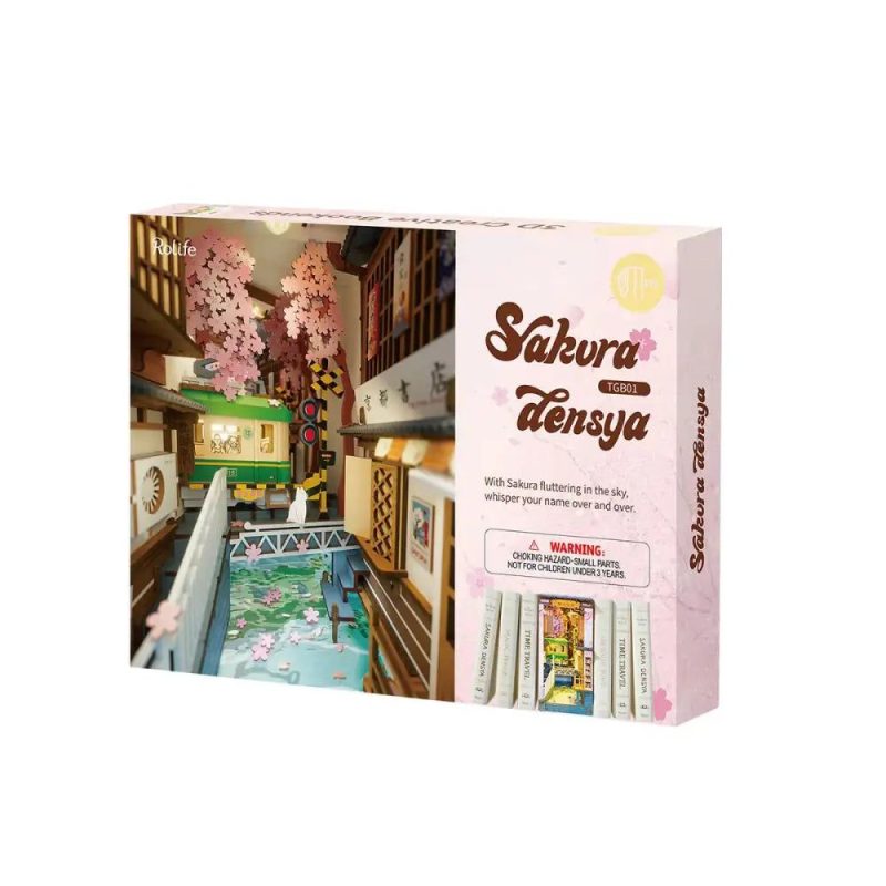 hand-painted-sakura-book-nook-for-bookshelf-display Hand-painted sakura book nook for bookshelf display with LED backlighting