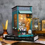 handcrafted-book-nook-with-cozy-lit-bookstore-scene handcrafted book nook with warm LED light illuminating cozy bookstore interior
