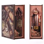 handcrafted-bookshelf-diorama-with-lighthouse-and-ocean Handcrafted bookshelf diorama with detailed lighthouse, ocean waves, and weathered ship model