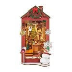 Handcrafted Christmas miniature scene for books with resin figures and painted details