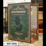 Handcrafted detective agency diorama for bookshelves with warm lighting and fine details