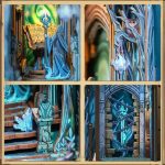 handcrafted-fantasy-portal-bookend-decoration Handcrafted fantasy portal bookend decoration showing intricate resin archway and composition