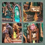 handcrafted-herbarium-themed-bookshelf-scene Handcrafted herbarium-themed bookshelf scene with gothic aesthetic and fine details