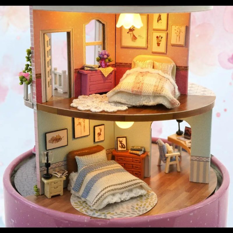 handcrafted-miniature-meeting-scene-for-dollhouse Handcrafted miniature meeting scene with two chairs and ambient glow