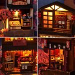 handcrafted-sakura-diorama-for-bookshelf-decoration Handcrafted sakura diorama for bookshelf decoration featuring amber LED ambiance