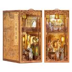 handcrafted-song-dynasty-inspired-bookshelf-insert Handcrafted Song Dynasty inspired bookshelf insert with pavilion details