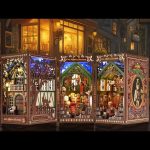 handcrafted-style-bookshelf-diorama-with-cats Handcrafted-style bookshelf diorama featuring laser-cut cat figures