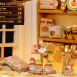handcrafted-tiny-cake-shop-model-for-crafting Handcrafted tiny cake shop model showing interior furnishings and display counter