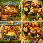 handcrafted-tiny-cottage-kit-for-garden-decor-with-led-illumination Handcrafted tiny cottage kit for garden decor with LED illumination at dusk
