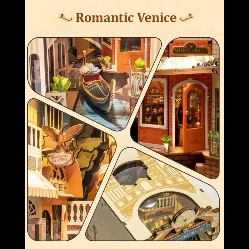 handcrafted-venice-miniature-scene-for-cozy-reading-nook Handcrafted Venice miniature scene with Venetian masks for cozy reading nook