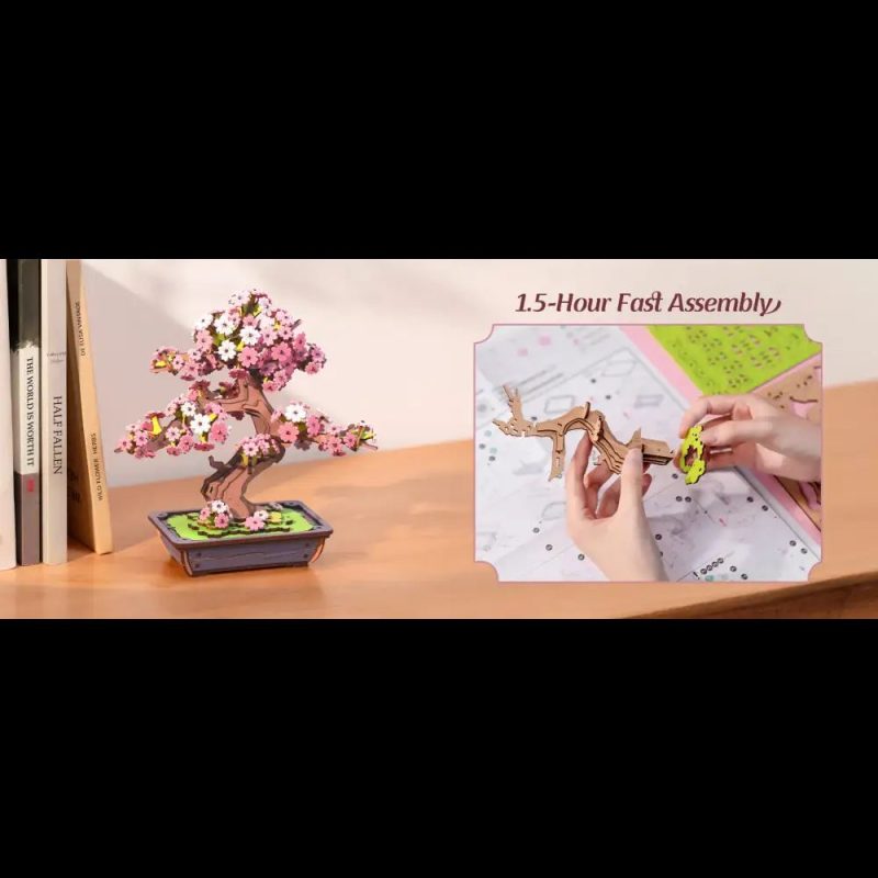 handcrafted-wood-sakura-bonsai-figurine Handcrafted wood Sakura bonsai figurine showing natural grain texture variation