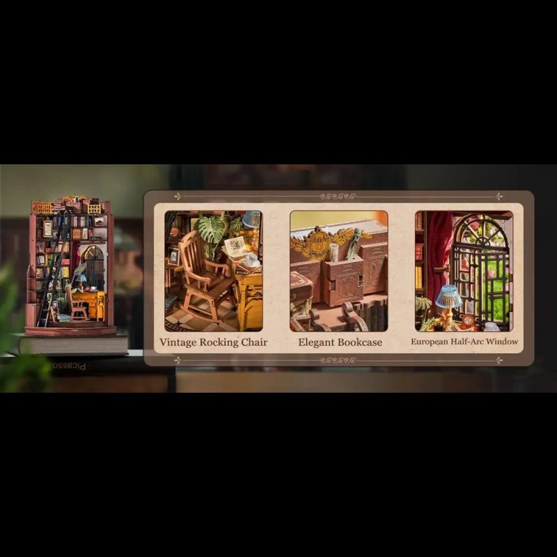 handcrafted-wooden-reading-nook-ornament-for-book-lovers Handcrafted wooden reading nook ornament with LED lighting for book lovers and crafters