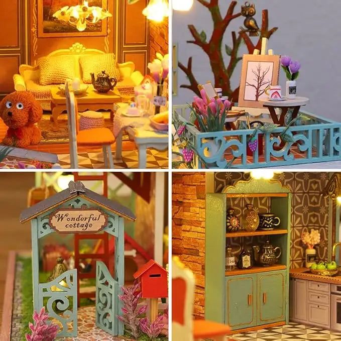 Handmade jungle resort miniature cottage craft for hobbyists
