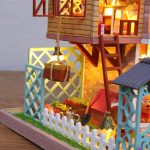 handmade-miniature-bungalow-craft-kit-with-jungle-theme Handmade miniature jungle bungalow kit with warm LED lighting and music box