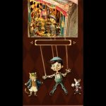 handmade-style-miniature-puppet-stage-craft-for-shelves Handmade-style miniature puppet stage craft for shelves with wood details