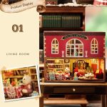 Handmade wooden dollhouse scene kit